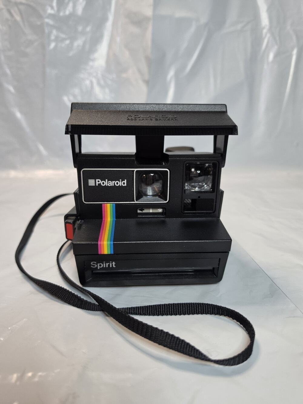 Polaroid Spirit 600 Rainbow Stripe Instant Film Camera Black Clean & Ready Retro